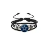 Pulsera de Broche con Logo de Equipo de Fútbol Americano de la NFL de Nuevo Producto Transfronterizo Pulsera de Cuero Trenzado Multicapa Estilo Punk