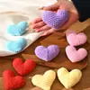 Flores de Lã em Formato de Coração para o Dia dos Namorados, Corações 3D de Crochê Feitos à Mão, Corações Tecidos Preenchidos com Algodão, Acessórios DIY