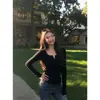 Top Casual Ajustado Corto de Chica Popular para Otoño e Invierno