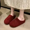 Pantuflas de algodón tipo slip-on para otoño e invierno, con puntera peluda, cálidas, estilo 2026, para uso exterior de mujer, con aumento de altura interior, diseño simple, suela gruesa y forro de felpa