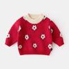 Suéter Rojo de Año Nuevo para Bebé Doodle Invierno Suéter de Punto para Niños Top de Invierno para Niñas Ropa Festiva para Niños