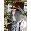 [Andy Lavado de Terciopelo] Chaqueta Cardigan de Punto Retorcido Bordada con Lazo Estilo Coreano Nueva para Mujer Primavera y Otoño