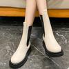 Botas Martin de piel suave y cómodas, recién llegadas en primavera y otoño de 2024, botas individuales, botas Chelsea blancas ajustadas, botas cortas de moda.
