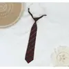 Corbata de Lazo Perezoso Rayada Roja y Dorada, No Necesita Atarse, Corbata Estilo Uniforme Escolar Japonés para Mujeres, Foto de Graduación, Corbata de Uniforme Académico Marrón para Hombre