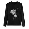 Sudadera Holgada Estampada de Primavera 2023 Cuello Redondo Manga Larga de Algodón Base Fresca Dulce Manga Larga Negra
