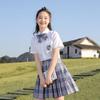 Uniforme JK Auténtico Conjunto Completo de Verano para Estudiante Femenina Camisa de Manga Corta Falda a Cuadros Estilo Preppy Conjunto de Dos Piezas para Niña