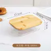 Fiambrera de Vidrio de Borosilicato Alto con Tapa de Bambú Especial para Calentar en Microondas y Horno con Divisor para Arroz y Compartimento Crujiente