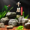 Piedras para paisajismo de acuarios, grava de fondo, piedra Qinglong, piedra en capas, tanque pequeño para tortugas, tanque sudamericano, paisajismo natural, piedras de arroyo