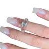 Anillo Imitación Cubo de Azúcar Blanco "Claro y Transparente" para Mujer, Diseño de Nicho, Lujo Ligero, Estilo Exquisito y Fresco