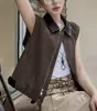Moda de alta qualidade 2026 primavera e outono novo estilo vintage colete feminino curto sem mangas com zíper com um design versátil e que afina a silhueta