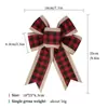 Tela de Lino Transfronteriza Cuadros Negros y Rojos Lazo Árbol de Navidad DIY Accesorios Hechos a Mano Colgante Decoración