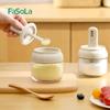 FaSoLa colher retrátil para pote de tempero tampa integrada vidro selado à prova de umidade caixa de armazenamento de sal glutamato monossódico temperos para cozinha e casa