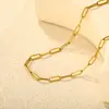 Cadena Plana de Hip-Hop de Moda Europea y Americana Ins Elegante Simple Larga Cadena de Cruz Joyería Chapada en Oro de 18K Acero Inoxidable Collar