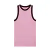 Verão 2026 Novo Colete Rosa com Acabamento Contrastante Slim Fit Sem Mangas Estilo Europeu Americano Simples Patchwork Top Canelado Feminino