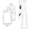 Porta Credencial de Trabajo con Patrón de Mármol, Cordón, Correa para el Cuello, Clip Retráctil, Insignia de Empleado UV, Porta Tarjeta de Identificación, Porta Tarjeta de Autobús