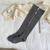 Calcetines de Lana Otoño e Invierno Hasta la Rodilla para Mujer de Doble Aguja Color Sólido Raya Vertical Cálidos de Caña Larga Apilados Calcetines Maillard Look Delgado Medias