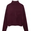 Ropa Europea y Americana Transfronteriza para Mujer AliExpress INS Estilo Caliente Cuello Alto Moda Versátil Color Sólido Suéter de Punto Jersey