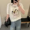 Camiseta Blanca de Manga Corta de Seda de Hielo, Moderna y Juvenil para Mujer, Nuevo Top de Punto con Personalidad Única para el Verano 2026
