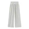 Pantalones Casuales de Pierna Ancha con Adorno de Encaje, Delgados de Cintura Alta, Caídos, Holgados, Adelgazantes, de Longitud al Suelo