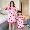 Camisola de verão infantil para meninas, algodão penteado, gola de princesa, combinando com os pais, para meninas mais velhas, pijamas de bebê menina, roupa de casa