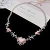 Collar de amor inflado, estilo dulce y fresco, color rosa, diseño de nicho, cadena de clavícula, accesorios de lujo ligeros de nuevo grado 2023