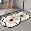 Tapete de Terra de Diatomáceas Floral Fresco e Simples para Banheiro, Absorvente de Água, Antiderrapante, Tapete para Lavabo, Tapete Resistente à Sujeira para Entrada, Secagem Rápida, Transfronteiriço