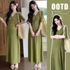 Vestido de Maternidad Casual de Verano 2026, Estilo Vacaciones, Ajustado, de Longitud Media, Alta Elasticidad, que Cubre el Vientre para Mamás con Estilo