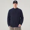 Moletom Casual Masculino de Caimento Solto com Gola Alta, Zíper Meio e Mangas Longas, Camisa Base Tendência, Primavera e Outono de 2026