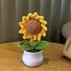 Planta de Girasol Mini de Ganchillo Popular Transfronterizo Adorno de Escritorio Decoración Producto Terminado