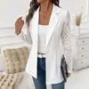 Blazer de un botón con solapa, corte slim, de moda, otoño 2026, transfronterizo europeo y americano, chaqueta con retazos de encaje y manga larga