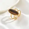 Anillo de Joyería de Venta Caliente Transfronterizo, Anillo Abierto Ajustable Geométrico con Esmalte Blanco y Negro con Forma de Marquise Europeo y Americano, Anillo Abierto Vintage