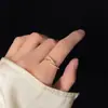 Anel aberto de ouro maciço 14k banhado com zircônia quadrada, coração de borboleta, pérola, anel simples e estiloso para o dedo indicador, joia para mulheres