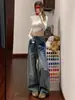 Jeans de Pierna Ancha con Cuentas Estilo Retro Americano para Mujer, Nuevo Diseño de Nicho Verano 2026 Pantalones Rectos Sueltos Retro