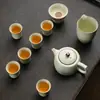 Conjunto de chá Ru ware, um conjunto completo luxuoso e de alta qualidade para uso doméstico, embalado em uma caixa de presente, perfeito para presentear ou para uso no escritório