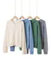 Cardigã com capuz e zíper 100% caxemira pura para mulheres, novo estilo outono e inverno, solto, versátil, jaqueta de tricô quente