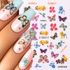 Nuevas pegatinas de uñas transfronterizas, mariposa de color 3D, flor, mariposa con joyas de diamantes, pegatinas de uñas