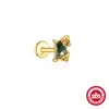 Prata Esterlina 925 Ágata Aquática Natural Geométrica Cabeça Plana Rosca Interna 16g Piercing Orelha Osso Stud Joia de Orelha Popular em Estoque