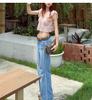 Blusas Design para Mulheres, Mangas Vazadas de Verão, Blusas de Renda Transparentes com Recortes, Camisetas Finas de Decote V Curtas que Mostram o Umbigo