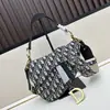 Bolso de Hombro Cruzado para Mujer D Brand, Nuevo y Moderno, Bolso de Hombro, Bolso Silla de Montar, Bolso de Mano Bordado Azul, Bolso de Mano con Estampado Completo