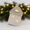 Exportar Decorações Criativas de Casa de Natal com Glitter Dourado Champagne Recortadas em Cerâmica Enfeites Luminosos de LED para Casa de Natal