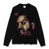 Sudadera con capucha de manga corta pesada con estampado retro hip-hop americano de Ice Cube para cruzar fronteras, cuello redondo