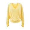 Top Blusa Sexy para Mujer con Cuello en V Profundo Protección Solar Otoño Dobladillo Fruncido Holgado Versátil Casual Manga Larga Camiseta