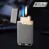 Roda de esmeril de metal isqueiro de interruptor de fogo duplo isqueiro de cigarro por indução de metal presente criativo logotipo de gravação de personalidade atacado