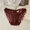 Noche Nebulosa Rosa~Bragas de encaje con cascabeles sexys estilo francés para mujer, calzones de mujer huecos de tiro bajo con lazo de deseo puro