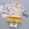 Nuevo Conjunto Elegante de Dos Piezas de Manga Corta para Niños, Artículo Popular de Comercio Exterior, Camisa de Dinosaurio al por Mayor de Fábrica, Atuendo de Verano para Niños Pequeños
