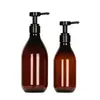 Botella blanca de bomba cosmética de 300 ml en stock, botella vacía de gel de ducha y champú de alta estética de 500 ml
