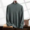Nuevo Suéter de Cachemira de Montaña para Hombre Otoño e Invierno 2024, Cuello Medio Alto, Amigable con la Piel, Casual de Negocios, Manga Larga, Suéter Básico, Suéter Tejido