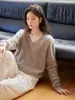 Nuevo Suéter de Lana y Cachemira para Mujer Otoño/Invierno 2026 con Acabado Lavado Cepillado, Estilos de Cuello Redondo y Cuello en V