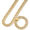 Europeo y Americano Hip-Hop Moderno Versátil Estilo Neutro Diamante Completo 15 mm Aleación Cadena Cubana Moderna Set de Collar y Pulsera para Hombre al por Mayor