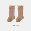 25 calcetines para bebé, calcetines sin costuras de caña media con lazo y bordes rizados, no aprietan las piernas, estilo coreano dulce de princesa, color liso, estilo escolar
